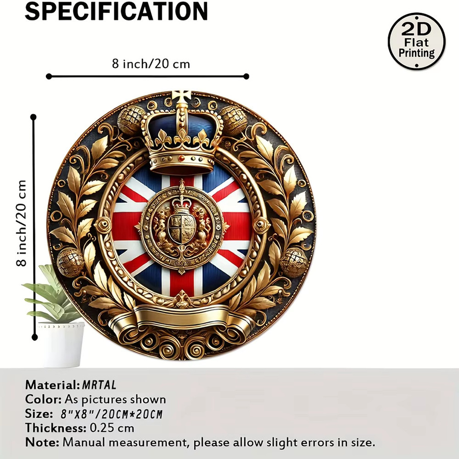 Potdemiel Aluminiumschild Union Jack Pride Vintage Design, Durchmesser: 20,32 cm, Mehrfarbig - Bild 2