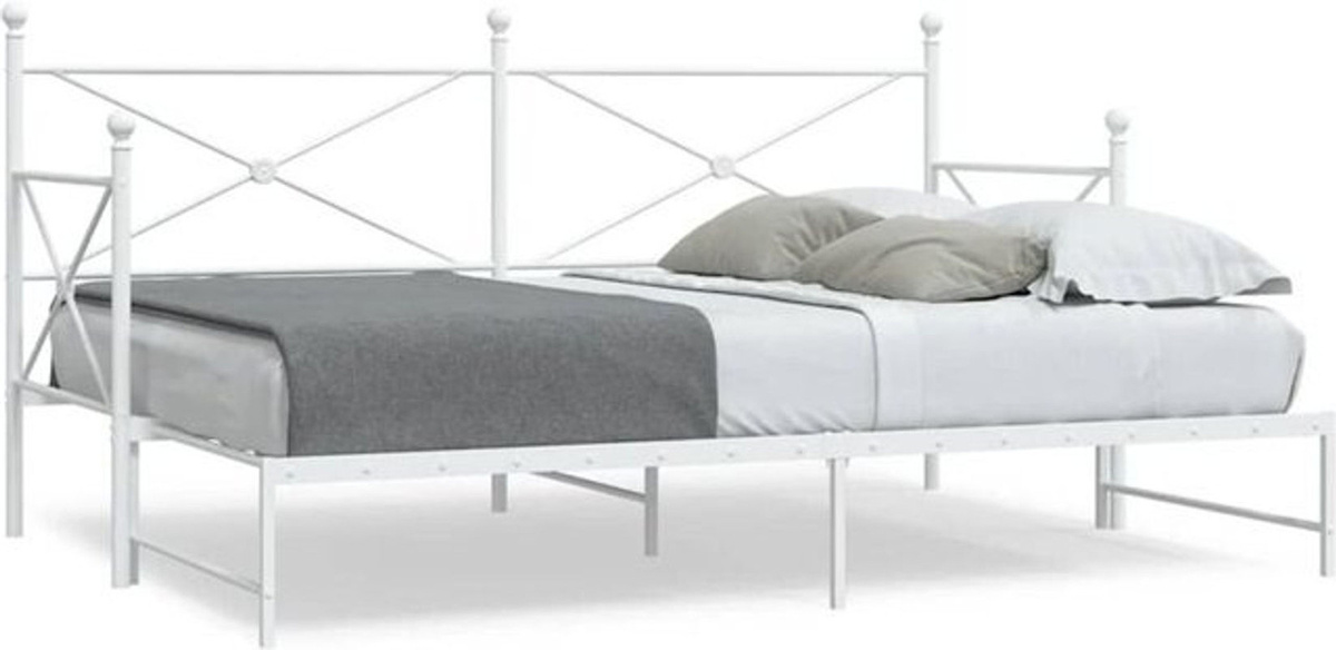 Ausziehbares Tagesbett aus Metall von Vidaxl in Weiß, B/T/H: 200 x 90 x 107 cm (ohne Matratze) - Bild 1