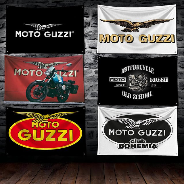 Moto Guzzi Motorrad Flagge aus Polyester mit Messingösen für Garage und Wanddekoration, Breite: 91,44 cm, Höhe: 152,4 cm - Bild 1