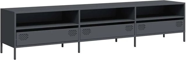 vidaXL TV-Schrank in Anthrazit aus kaltgewalztem Stahl im Industrie-Stil, B/T/H: 202 x 39 x 43,5 cm - Bild 1