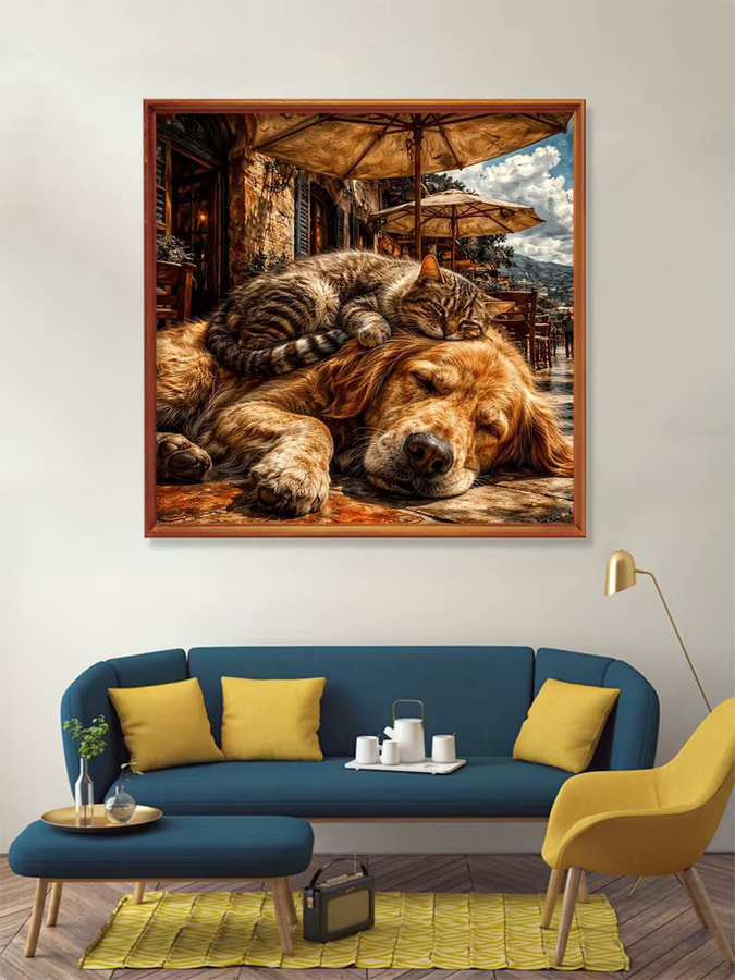 EverShine DIY Diamantmalerei Katze und Hund mit runden Steinen als 5D Mosaik Stickerei in Multicolour zur modernen Heimdekoration B/B/H: 20 x 20 x 20 cm - Bild 4