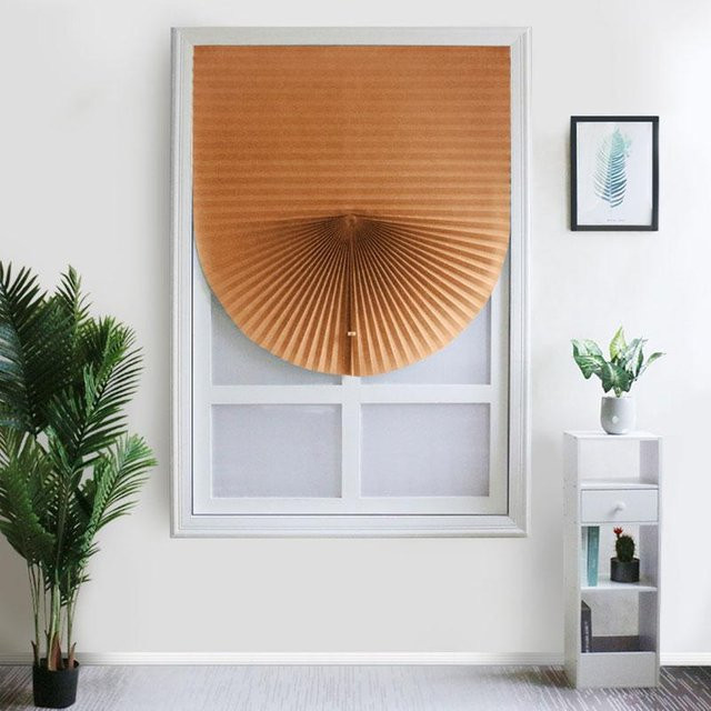 Selbstklebender Plissee-Jalousie Halbverdunkelungsvorhang für Fenstertüren, braun, B: 60 cm, H: 150 cm - Bild 1