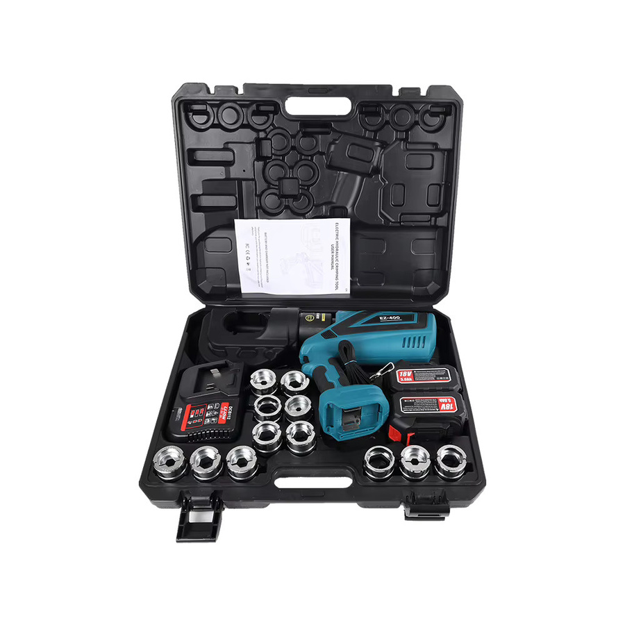 Podofo Elektrische Hydraulische Crimpzange EZ-400 EZ-300 WDS-300 in Blau mit 12 Pressköpfen für Kabel und Fasern 16-400mm² - Bild 7