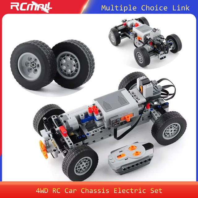 RCmall 4WD RC Autos Chassis, Elektro Set, Allradantrieb, IR Fernbedienung, Empfänger, MOC Teile Kit - Bild 1
