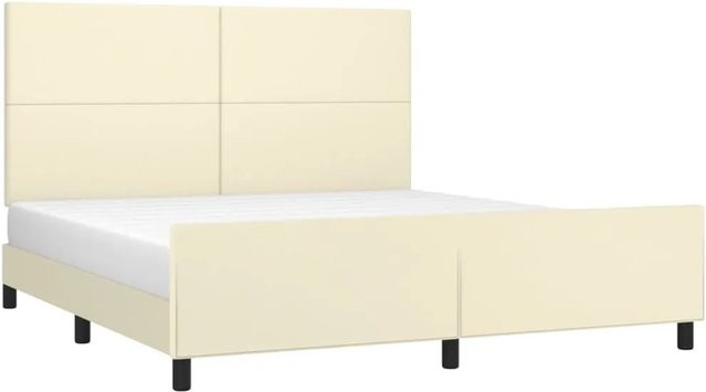 vidaXL Bettgestell mit Kopfteil in Beige aus Kunstleder, B/T/H: 160 x 200 x 128 cm - Bild 1