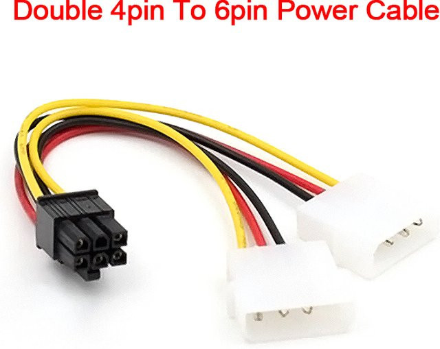 JCD Dual 4-Pin Molex IDE auf 6-Pin PCI-E Y-Stromkabel Adapter für Grafikkarten, Multicolor - Bild 1