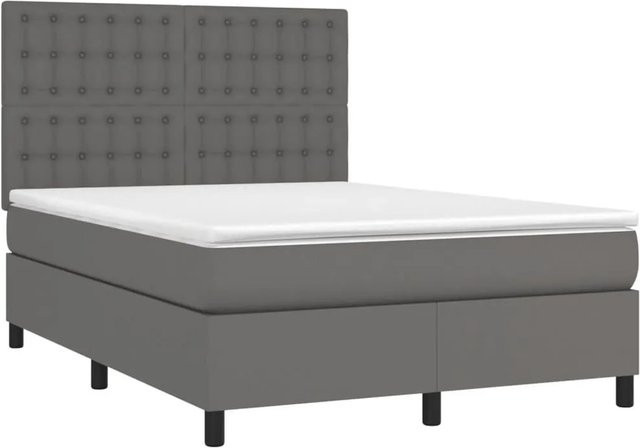 vidaXL Hybrid-Boxspringbett mit Matratze und Taschenfederkern in Grau und Weiß, B/T: 140 x 200 cm - Bild 1