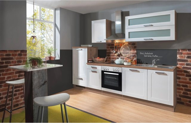 Menke Küchenzeile Artisan Premium Landhaus Weiß in Artisan-Eiche Nachbildung Breite: 280 cm - Bild 1