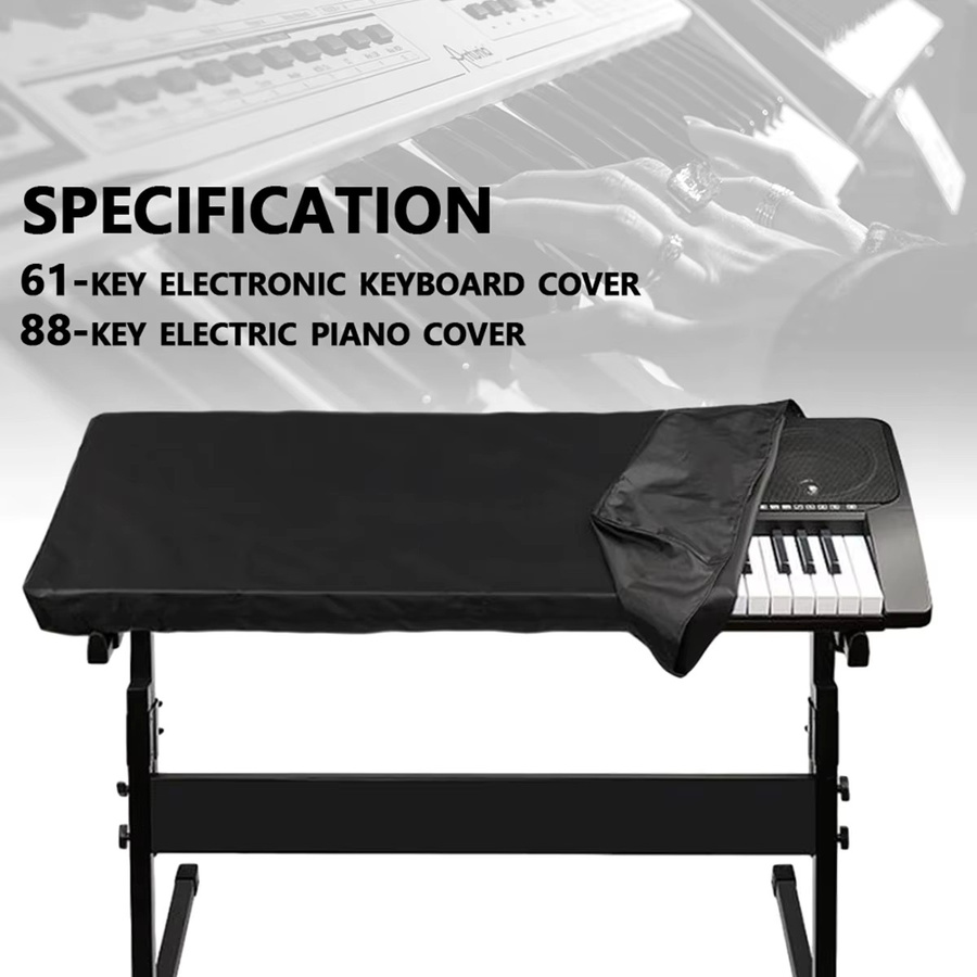 Willstar Staubdichte Klavierhülle für 61/88 Tasten elektronische Tastatur und Digitalpiano, wasserdichte Tasche, Schwarz - Bild 3