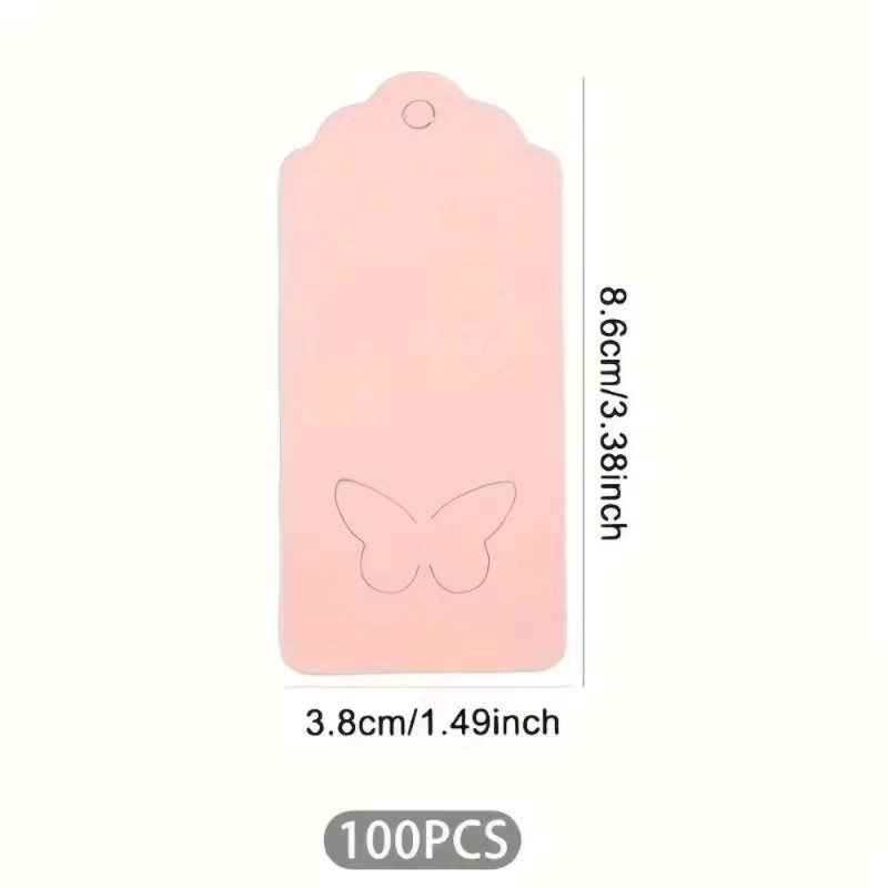 100 Stück Geschenkverpackungsetiketten aus Papier mit Schmetterlingsflügeln und gewelltem Rand in Weiß und Pink - Bild 2