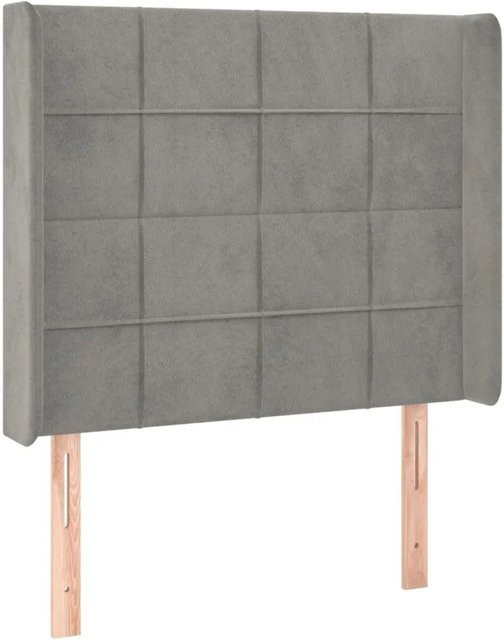 vidaXL Kopfteil mit Ohren in Hellgrau aus Samt, B/T/H: 103 x 16 x 128 cm - Bild 1