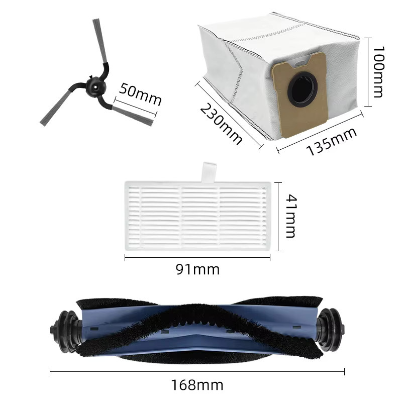 HIKSIT Ersatzteil-Set für Eufy C10 Roboterstaubsauger mit Hauptbürste, Seitenbürste, Filter und Hepa-Staubbeuteln - Bild 3