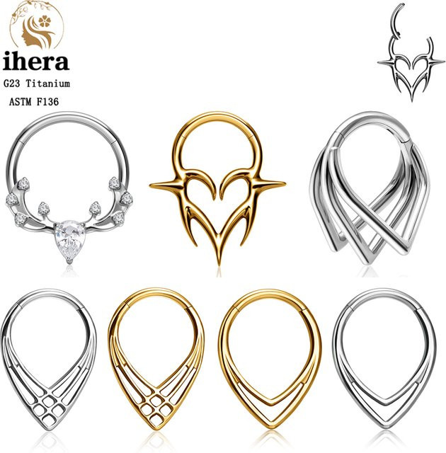 ihera Nasenring Titan, Wassertropfen Herz, Zirkonia, Unisex - Bild 1