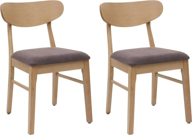 2er-Set MCW Esszimmerstühle M59 aus Massivholz mit Stoffbezug in Beige und hellem Gestell - Bild 1