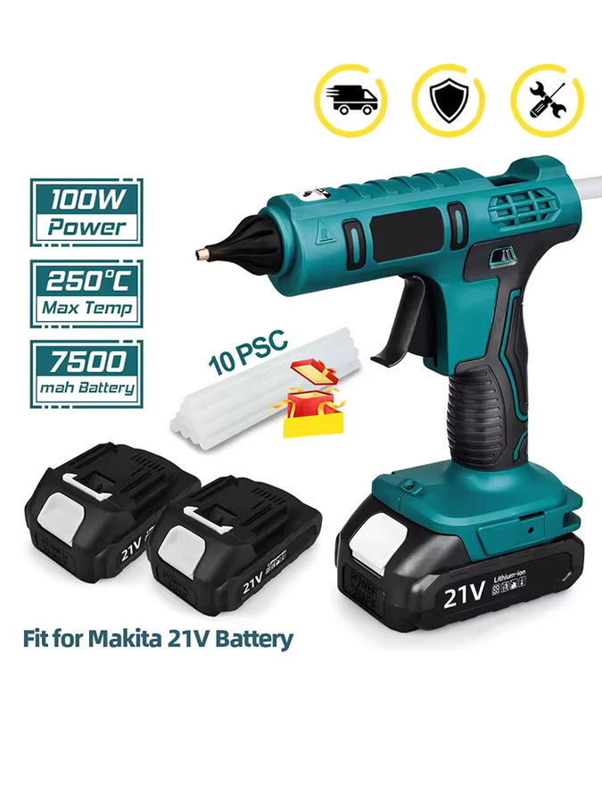 Kabellose elektrische Heißklebepistole für Makita 18V Akku in Petrol für DIY-Projekte mit 11mm Klebestiften - Bild 7