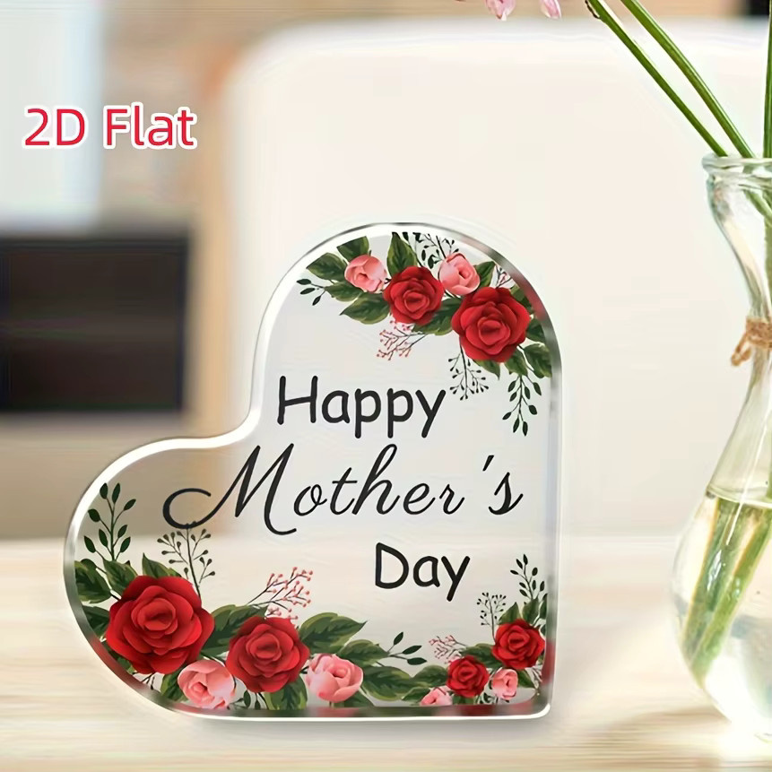 CIFBUY Acryl-Herzplakette in Transparent und Weiß mit floralem Design als Dekoration für Schreibtisch und Zuhause - Bild 4