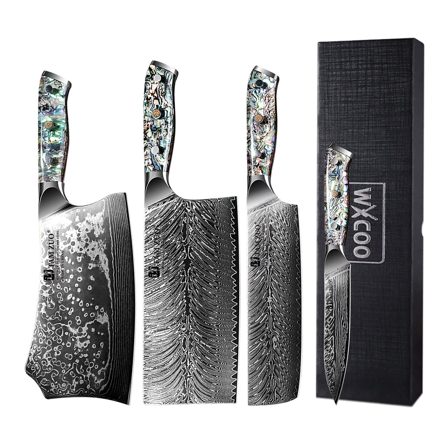 TAMZUO Chefmesser mit Damaskus-Muster in Silber - Bild 5