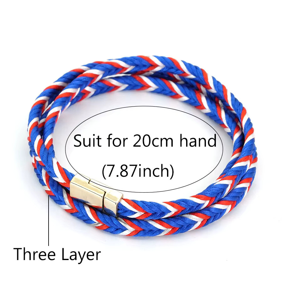 Armband, PU-Leder, dreilagig geflochten, magnetische Schnalle, Unisex, Bunt - Bild 2