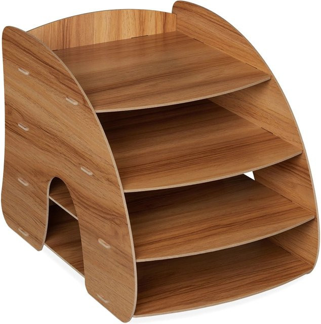 Relaxdays Dokumentenablage aus MDF in Dunkelbraun mit 4 Fächern, B/T/H: 27 x 25,5 x 34,5 cm - Bild 1