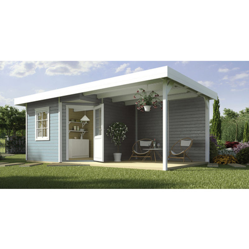 WEKA Blockbohlenhaus Gartenhaus San Remo modern mit Flachdach, Grau, Breite: 541 cm, Tiefe: 238 cm, Höhe: 237 cm - Bild 2