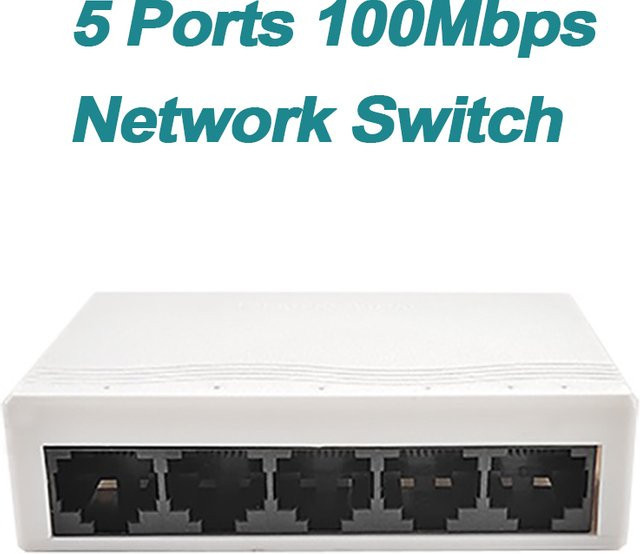 TelDaykemei 5-Port Ethernet-Switch 10/100Mbps Netzwerk-Verteiler RJ45 Hub in Weiß - Bild 1