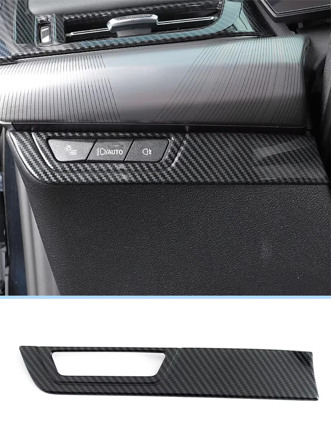 MIHUMOE Carbon Fiber Mittelkonsole Zierleiste für BMW X1 iX1 U11 und X2 iX2 2024 2025, Scheinwerfer Schalter Abdeckung Rahmen in Schwarz - Bild 4