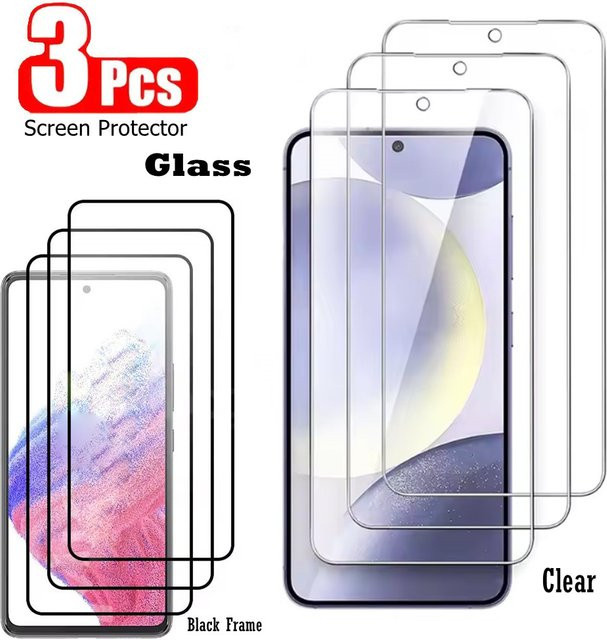 3 Stück Glas-Displayschutzfolien für Samsung Galaxy S25 S24 S23 S20 sowie A56 A55 A54 A36 A35 A34 A17 A16 A15 in Transparent - Bild 1