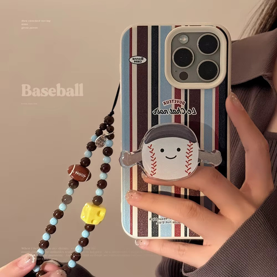 MUQGEW Handyhülle mit Kette im koreanischen Cartoon-Design für iPhone 16, 15, 14, 13, 12 Pro Max, gestreift und stoßfest, multicolour - Bild 2