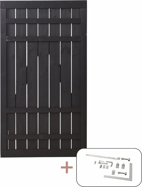 Plus Einzeltor Rustik aus Nadelholz in Schwarz, Breite: 100 cm, Höhe: 180 cm - Bild 1