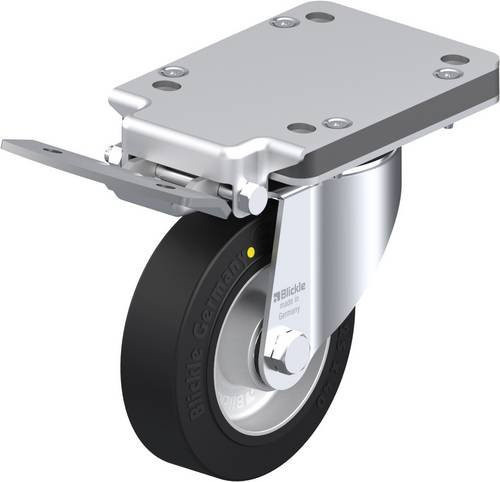 Blickle Lenkrolle LK-ALEV 125K-3-IS-EL mit Feststeller in Schwarz und Silber, Rad-Durchmesser: 125 mm, Tragfähigkeit: 250 kg - Bild 1
