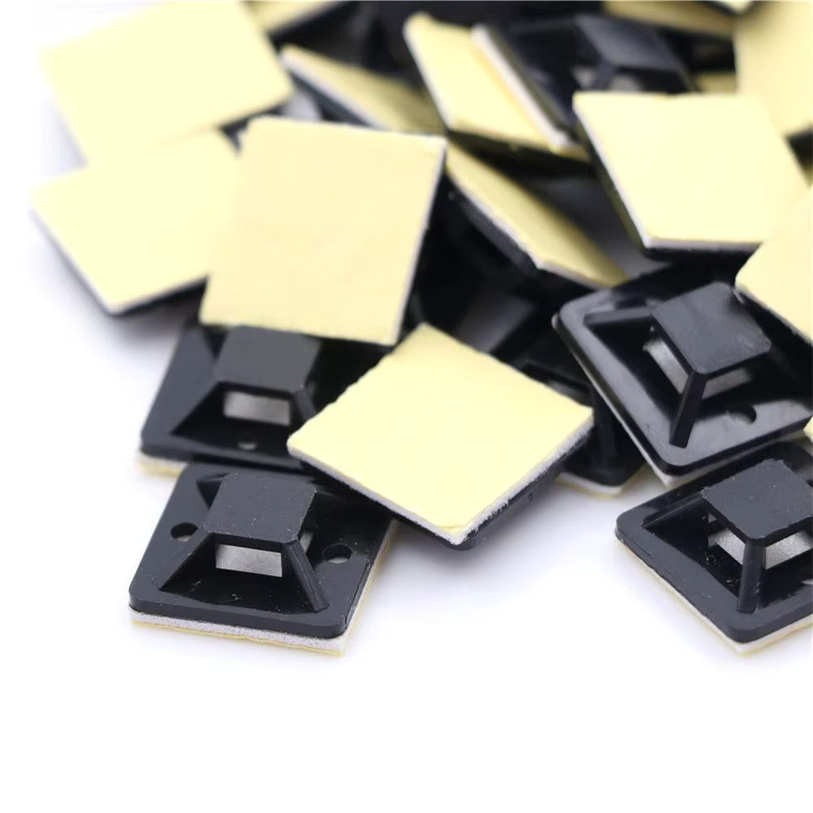 100 Stück Selbstklebende Kabelbinder Basis Wandhalterung für Kabelmanagement in Schwarz aus Kunststoff - Bild 4