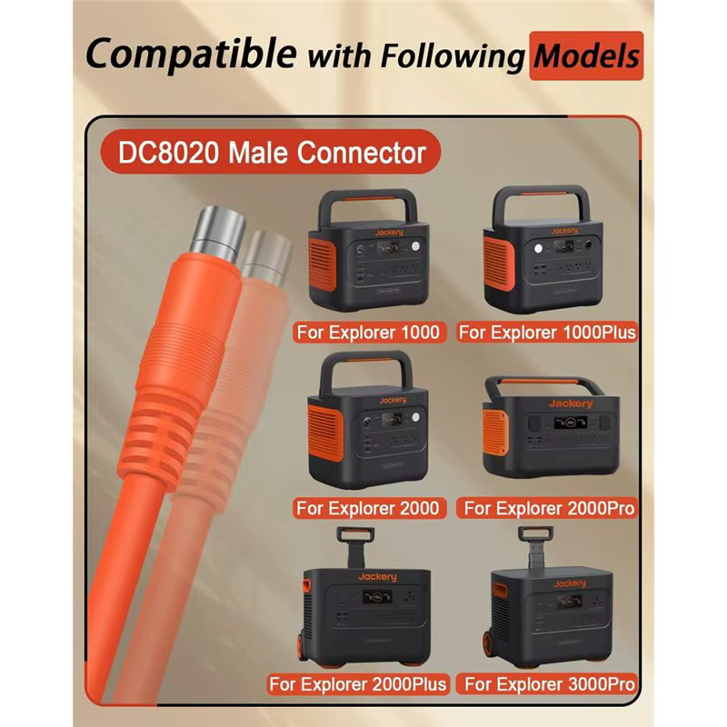 HHO Auto Ladekabel für Jackery Portable Power Station mit DC8020 Stecker, 14AWG, Länge: 2 m, Farbe: Orange - Bild 2