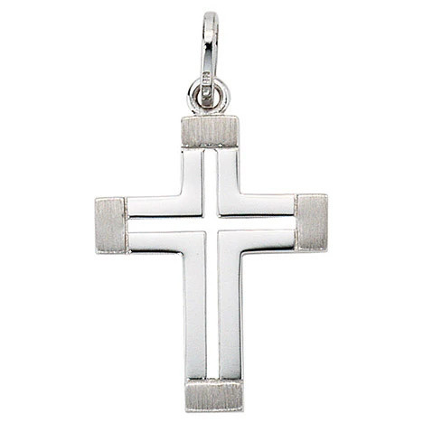 Colfem Anhänger Kreuz, 585 Weißgold, mattiert, Unisex - Bild 1