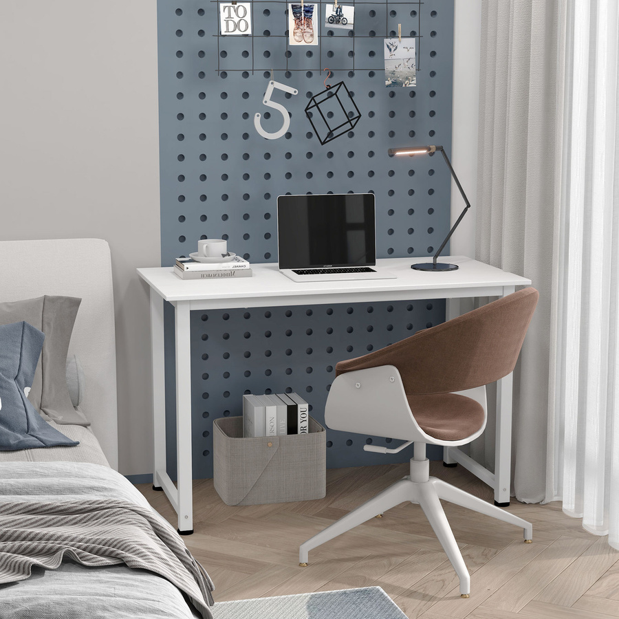 HOMCOM Multifunktioneller Computertisch und Esstisch in Weiß mit robustem Metallrahmen, B/T/H: 120 x 60 x 76 cm - Bild 2