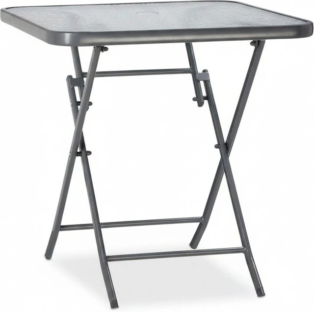 Relaxdays Klappbarer Balkontisch mit Glasplatte in Grau, B/T/H: 70 x 70 x 70 cm - Bild 1