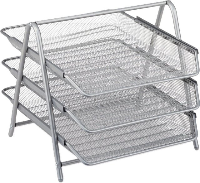 Relaxdays Dokumentenablage aus Metall in Silber, ausziehbar für A4, B/T/H: 27,0 x 29,5 x 35,5 cm - Bild 1