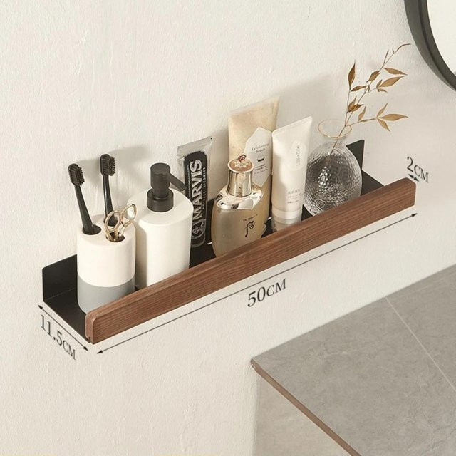 Wandmontiertes Badezimmerregal aus Massivholz von Yiran Furniture in Braun - Bild 1