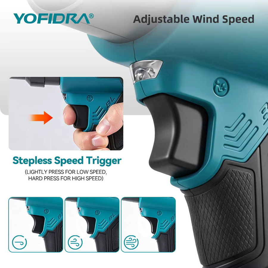 YOFIDRA 2 in 1 Bürstenloser Elektrischer Turbo-Gebläse-Jet-Lüfter mit 350m/s und 350000RPM Handgehaltener Laubbläser und Staubbläser für Makita-Akku - Bild 3