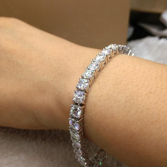 YIRAN Jewelry Tennisarmband, platiniertes Silber, Moissanit, Damen, 18 cm - Bild 1
