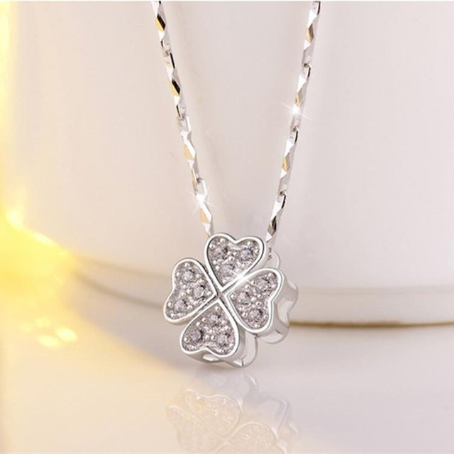 Lucky Star Jewelry Halskette, 925 Silber, Kleeblatt Anhänger, Zirkonia, Damen - Bild 1