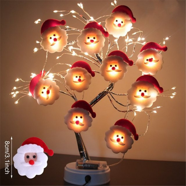 Peach Forest Weihnachtliche Santa Claus Lichterkette mit 10 oder 20 LEDs für Haus und Garten, batteriebetrieben - Bild 1