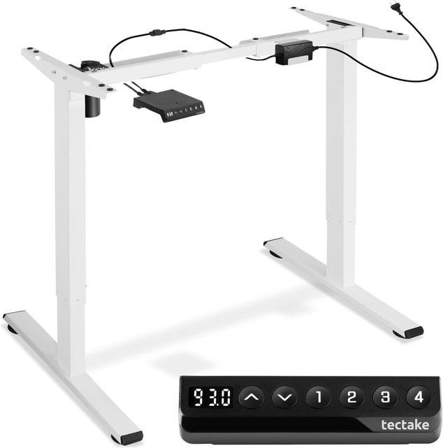 tectake Tischgestell Piotr elektrisch höhenverstellbar und breitenverstellbar, Weiß, B/T/H: 85 - 129 x 65 x 71 - 121 cm - Bild 1