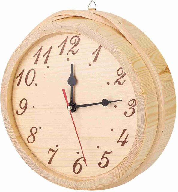 Qiilu Saunauhr Sanduhr in Holzoptik als dekoratives Ornament für Saunaraum und Zuhause, Farbe: Braun/Beige - Bild 1