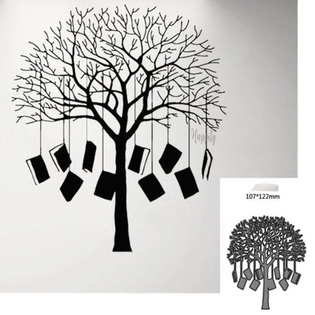 Metall Stanzform Baum und Buch für Scrapbooking und DIY Bastelarbeiten - Bild 1