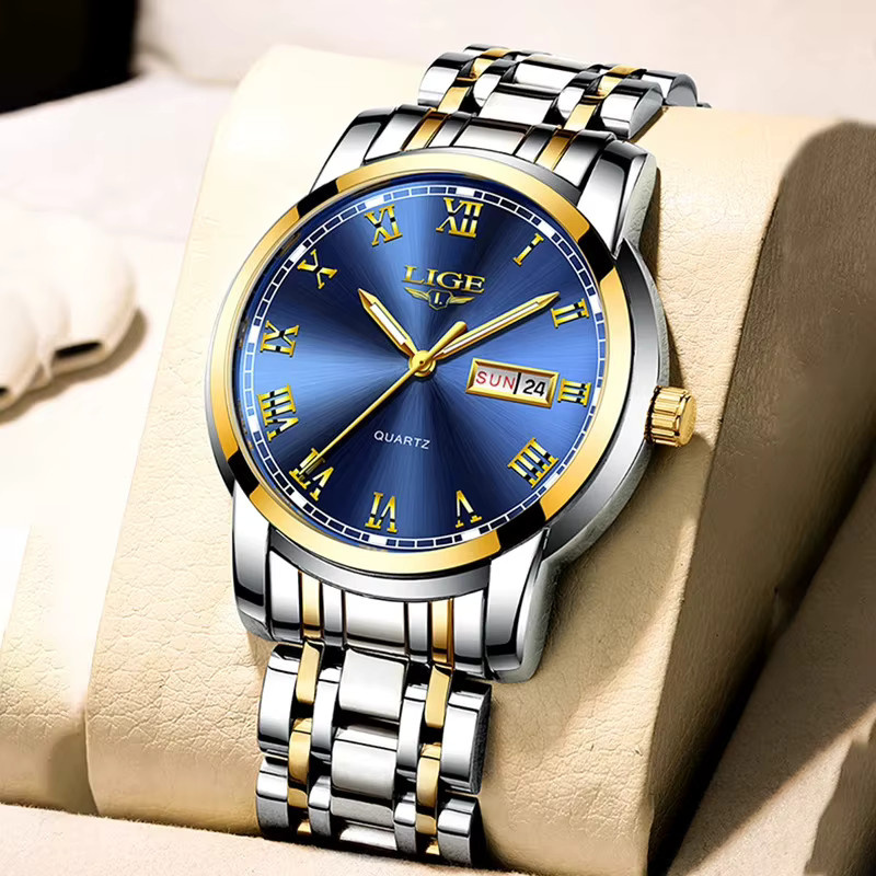 Lige Armbanduhr Quarz, Edelstahl, Blau, Herren - Bild 6
