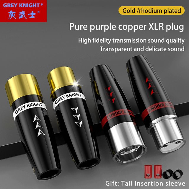 Grey Knight XLR-Balancierstecker aus reinem Rotkupfer, vergoldet und rhodiniert für Audio-Lautsprecher, Verstärker und Mikrofone - Bild 1