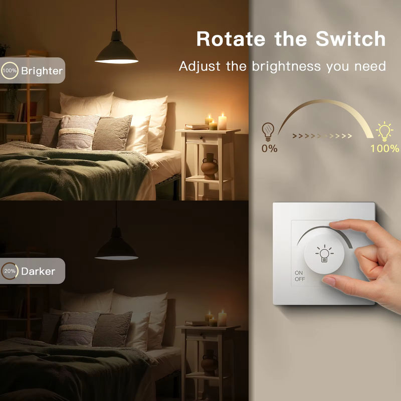 BSEED Dimmer-Lichtschalter mit Drehknopf, integrierter Steckdose und USB-Typ-C-Anschluss, 220 V - Bild 2