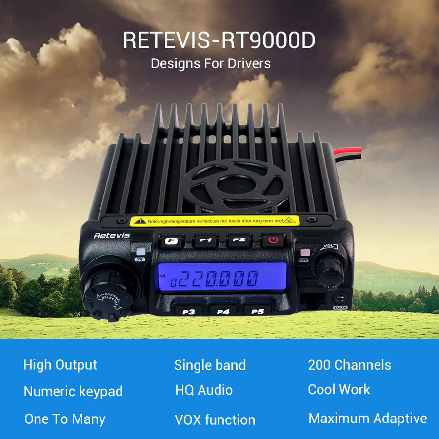 Retevis RT-9000D Mobiler Autoradiosender Transceiver VHF UHF in Schwarz mit 200 Kanälen, Scrambler, VOX und CTCSS/DCS für Bus und LKW - Bild 2