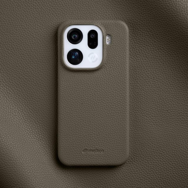 Melkco Handyhülle aus echtem Rindsleder mit Objektivrahmenabdeckung für Oppo Find X9 Ultra, X9Pro, X8 Pro, X8S Plus und Find X9 in Braun - Bild 1