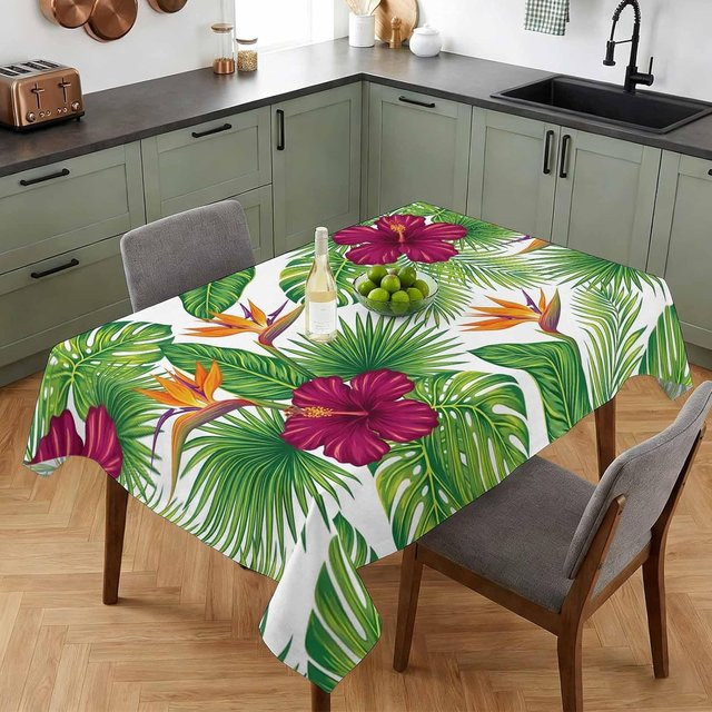 Wasserdichte Tischdecke mit tropischem Palmenblatt-Design von JINGYUE Pet, Mehrfarbig, B: 100 cm, L: 160 cm - Bild 1